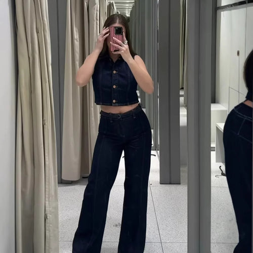 Wide leg women's jeans with tie belt and chic elegant silhouette Lune London