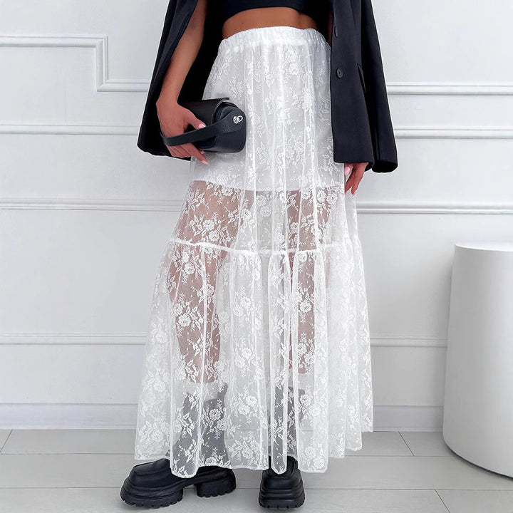 Ladies Elegant Maxi Lace Skirt Lune London