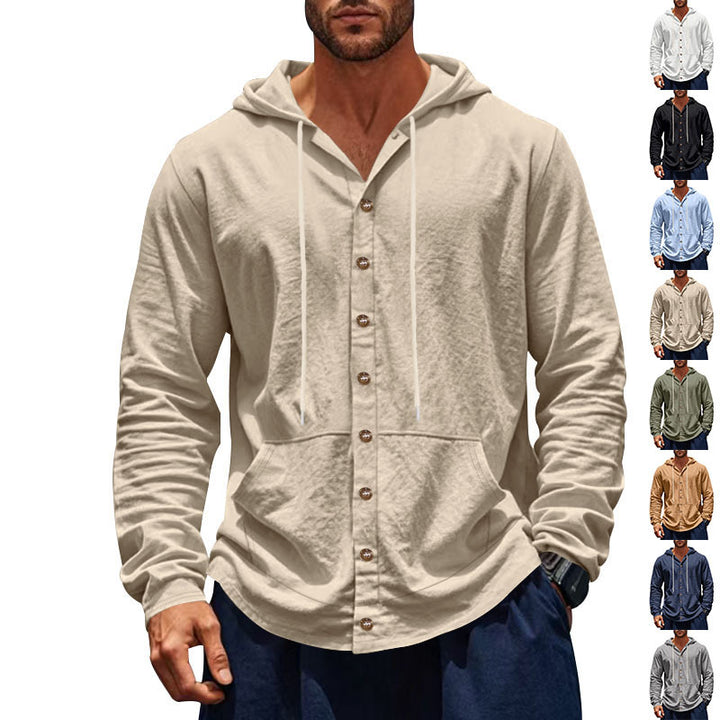 Men's hoodie with button placket and practical pockets Lune London