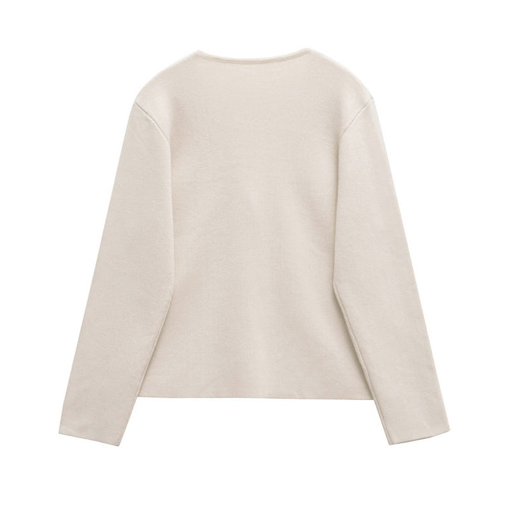 Ladies elegant cardigan with V-neck and decorative button Lune London