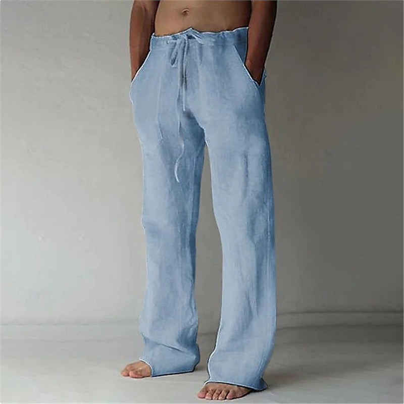 Casual linen pants for men with adjustable waist and side pockets Lune London