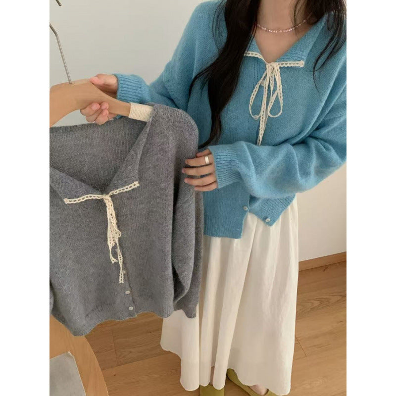 Cardigan à boutons pour femmes avec drap de tirage romantique