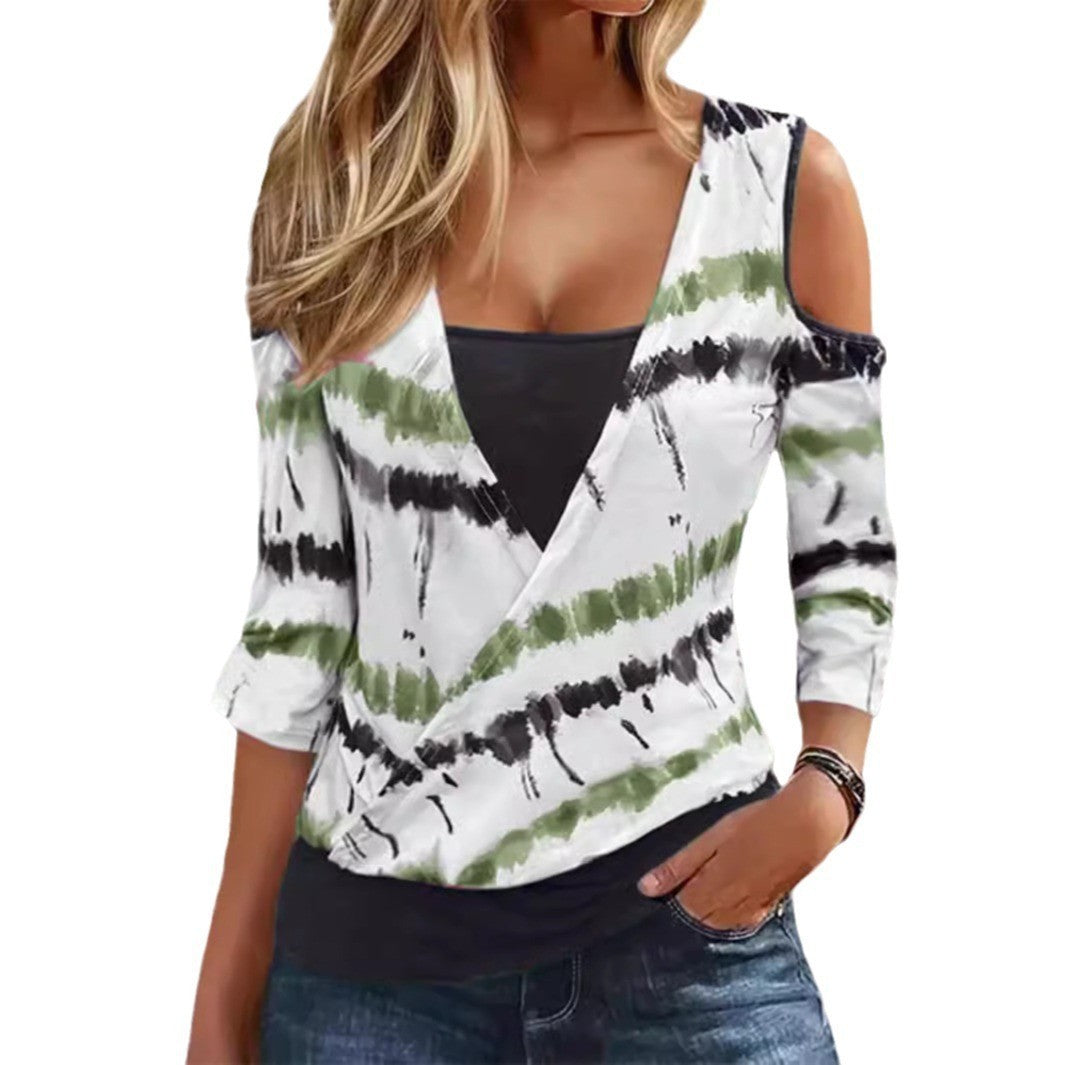 Women wrap top with cut-out sleeves and a unique batik design Lune London