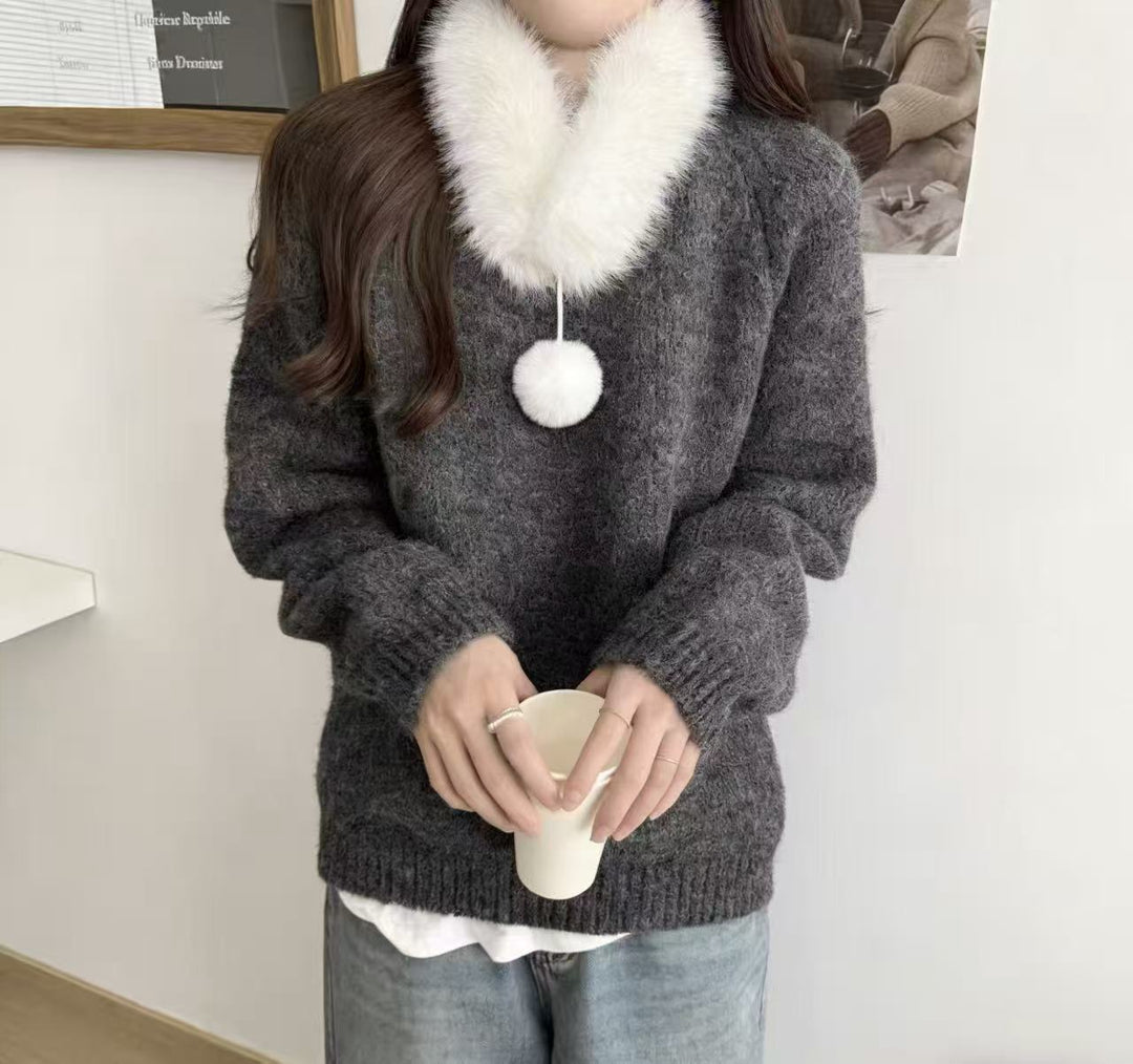 Pull en tricot confortable pour femme avec col amovible Chic & Stil