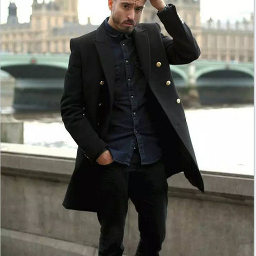 Elegant and trendy coat for men with double-breasted buttons and refined details Lune London