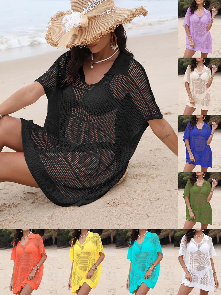 Ladies Lightweight Crochet Swimsuit Cover Top Tunic Lune London