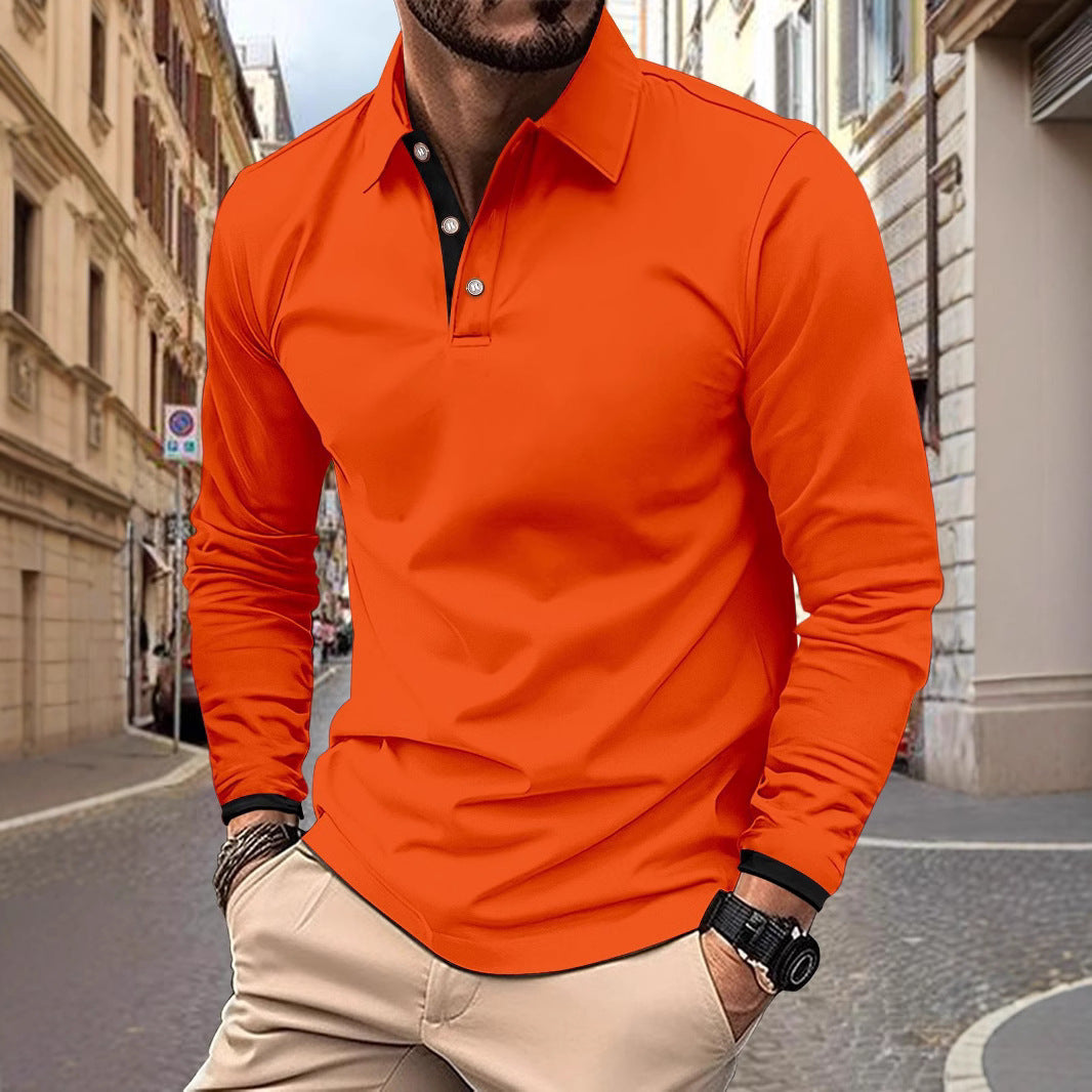 Men's Long Sleeve Polo Shirt with Stylish Collar and Elegant Button Details Lune London