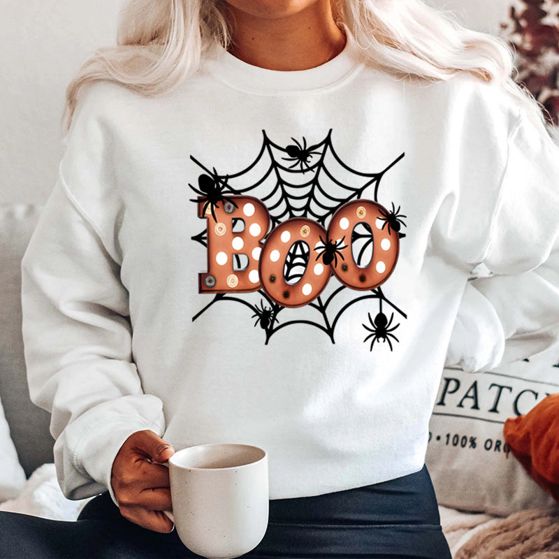 Sweat-shirt pour femmes avec un design créatif de toile d'araignée d'Halloween Chic & Stil