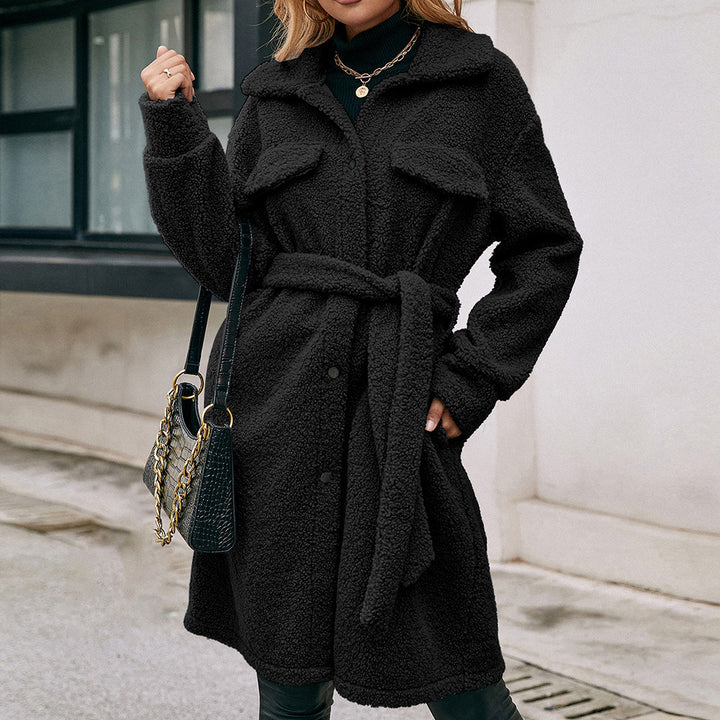 Ladies Cozy Teddy Jacket with Spacious Pockets and Chic and Stylish Button Details