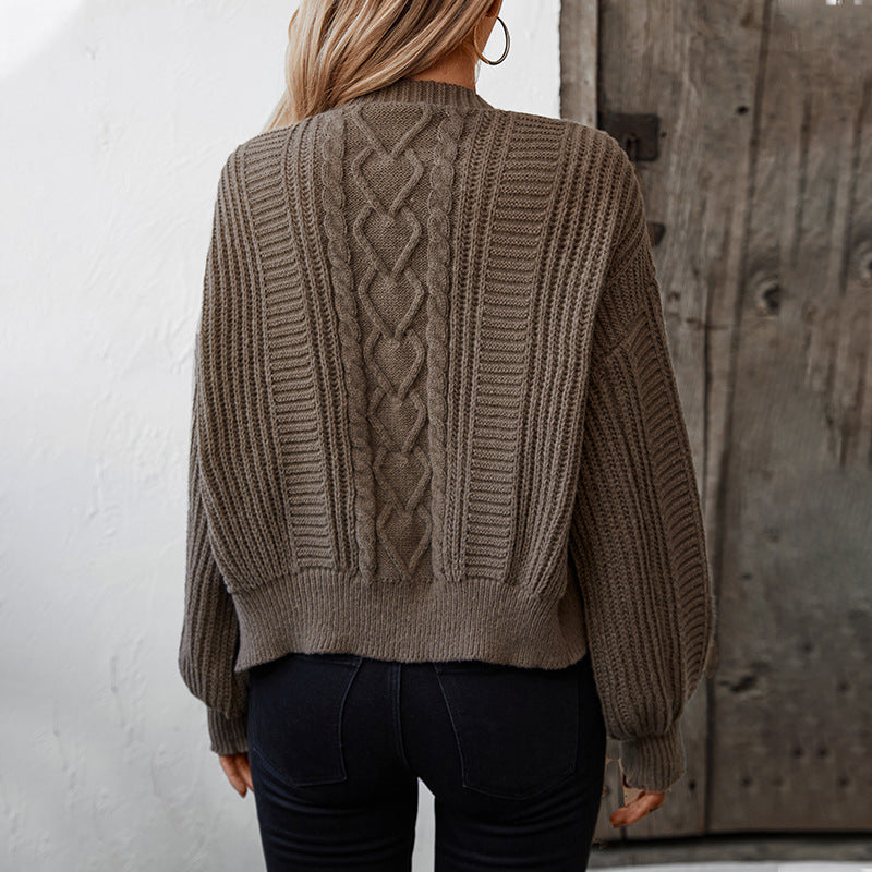 Women’s knitted jacket with a decorative braid design and a soft, textured material Lune London