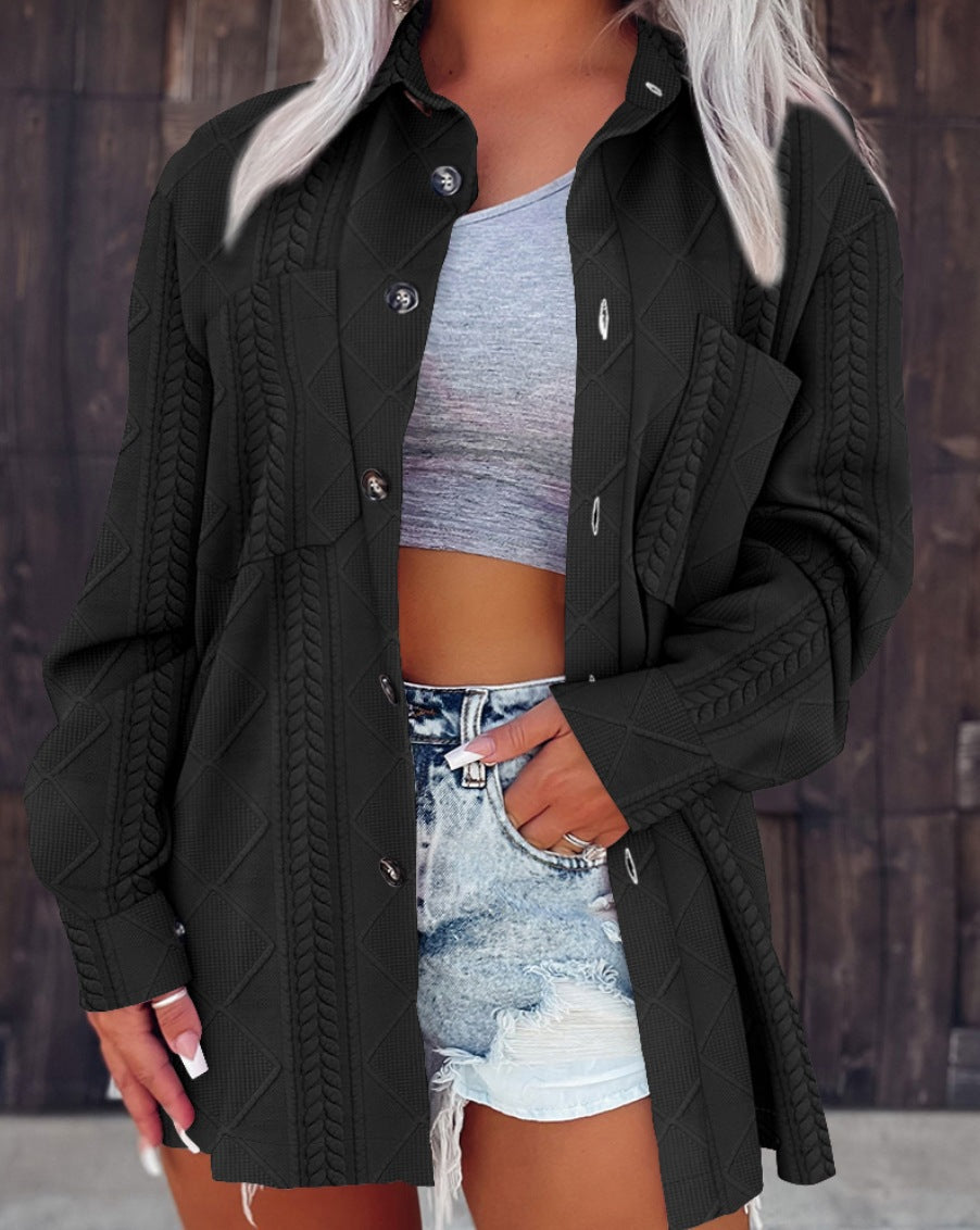 Oversized shirt jacket for women with textured design Lune London