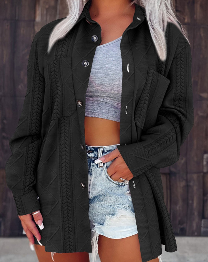 Oversized shirt jacket for women with textured design Lune London