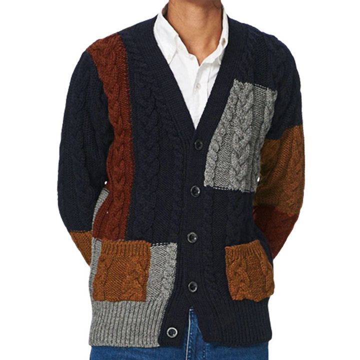 Men's knitted jacket with multicolored pattern and practical pockets Lune London