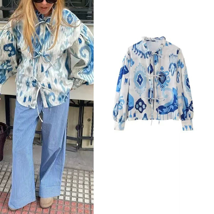 Women fashionable half-sleeve blouse with voluminous sleeves Lune London