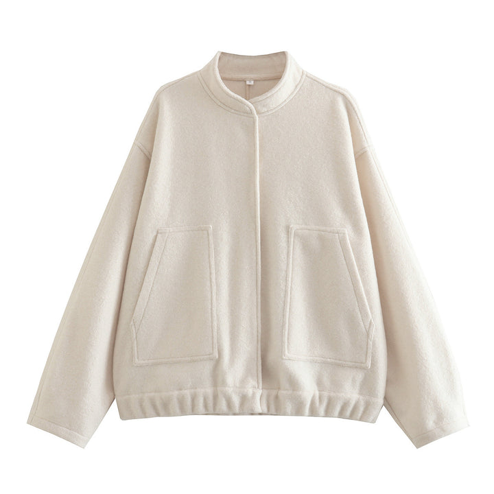 Casual transition jacket for women with high collar and large pockets Lune London