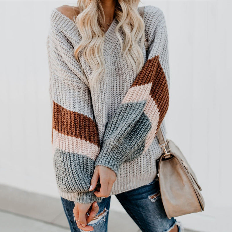Pull en tricot pour femmes avec un design moderne à blocs de couleurs et une coupe ample Lune London