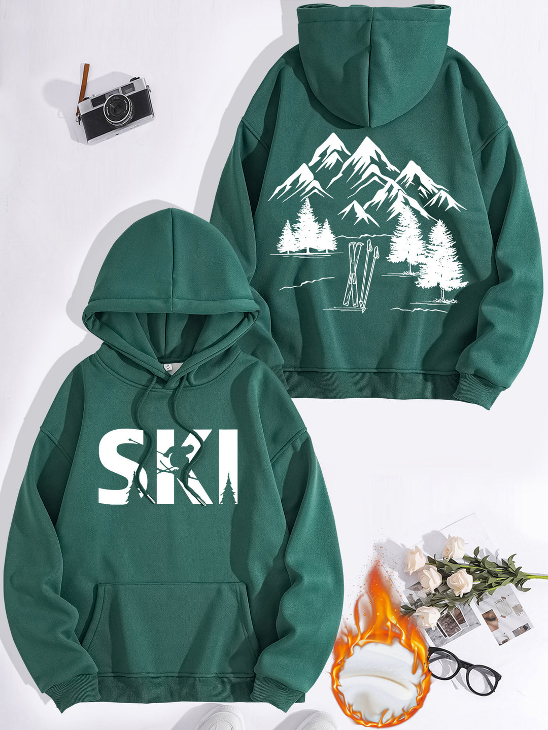 Hoodie pour femmes avec design artistique de ski et coupe confortable Chic & Stil