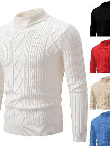 Men's turtleneck sweater with textured rib design Lune London