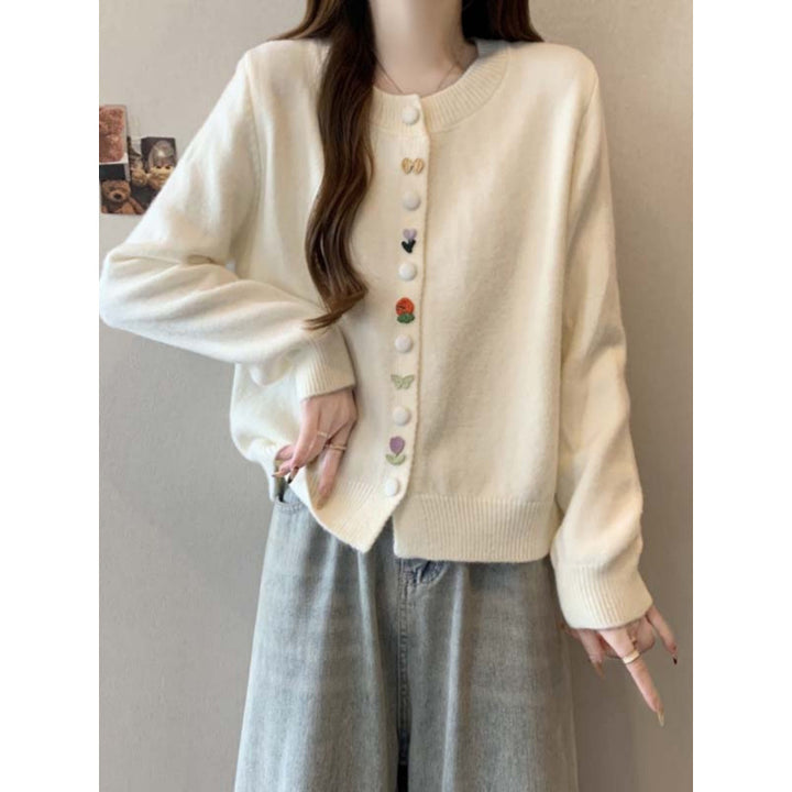 Cardigan confortable pour dames avec des boutons colorés Chic & Stil
