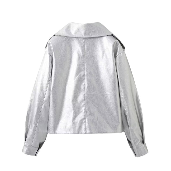 Fashion biker jacket for women with shiny finish Lune London