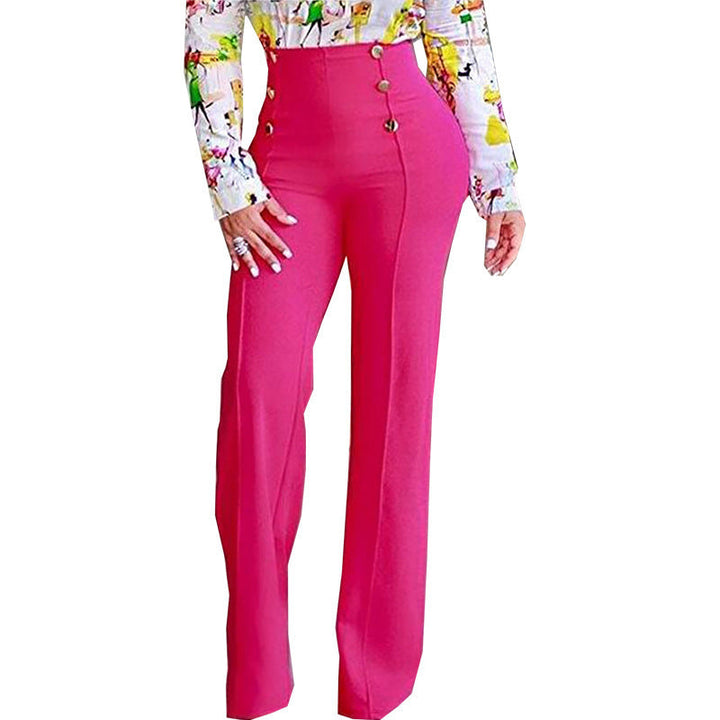 Lune London | Women Elegant High-Waist Pants with Decorative Buttons