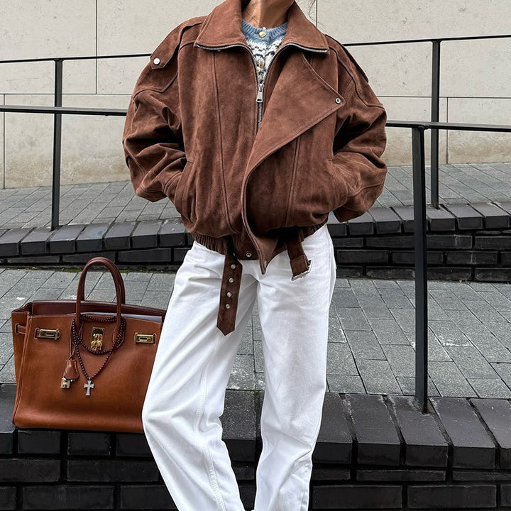 Lune London oversized trendy suede jacket for women