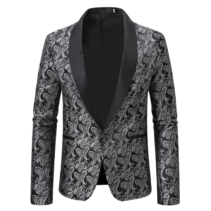 Veste de smoking élégante pour hommes avec motif jacquard floral Lune London