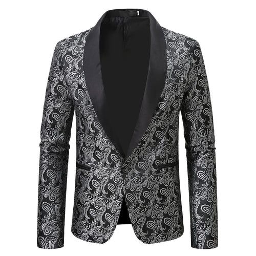 Veste de smoking élégante pour hommes avec motif jacquard floral Lune London