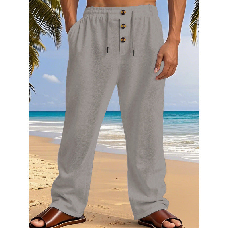 Comfortable summer leisure pants for men with elastic waistband and modern button details Lune London
