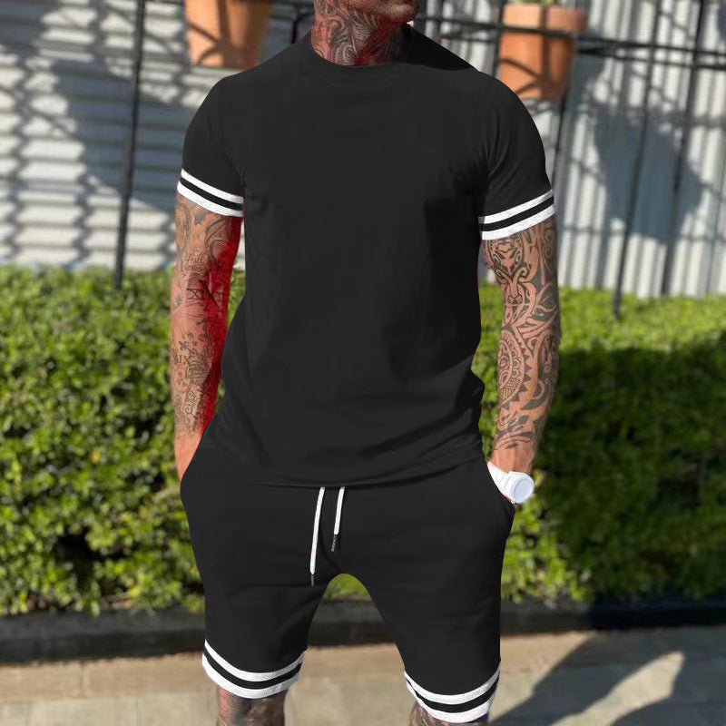 Men's short sleeve sports set with contrasting stripes Lune London