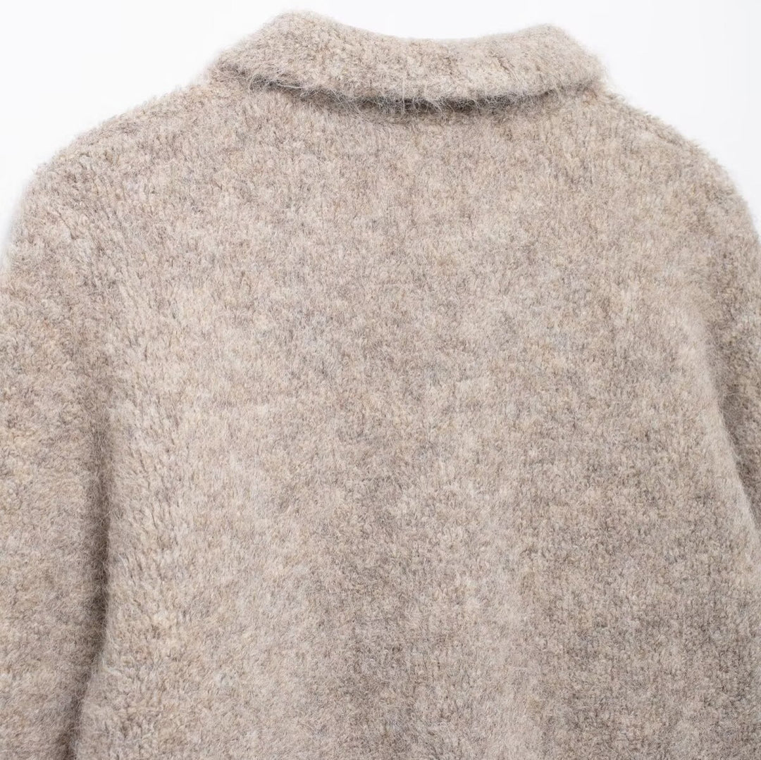Elegant wool jacket for women with decorative flower buttons Lune London