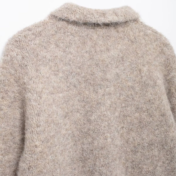 Elegant wool jacket for women with decorative flower buttons Lune London