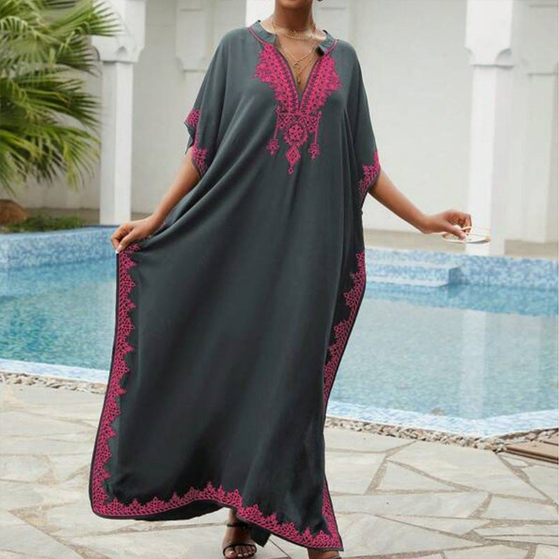 Ladies Elegant Kaftan Dress Embroidered Lune London