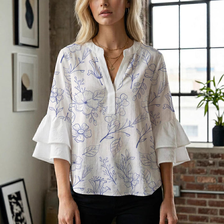 Women's artistic top with ruffled sleeves Lune London