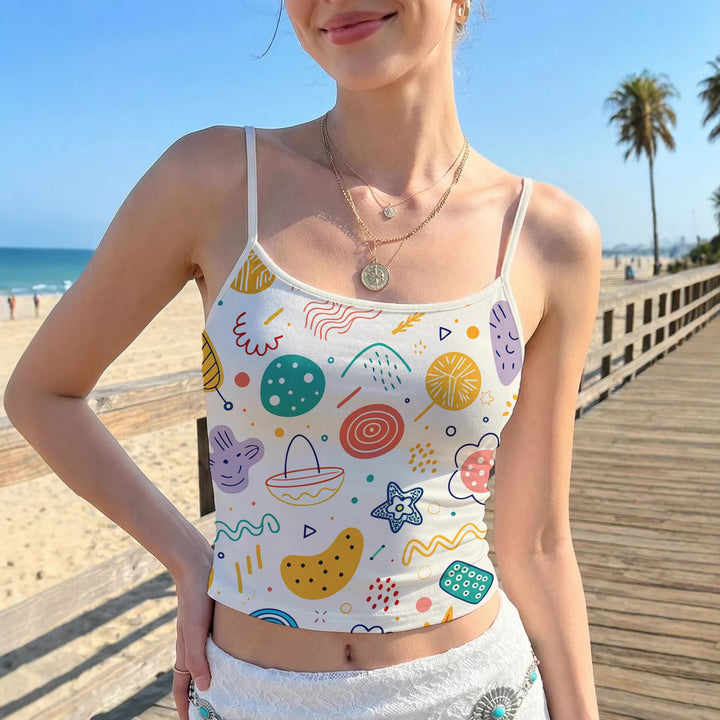 Women's Crop Top with Creative Graphic Print Lune London