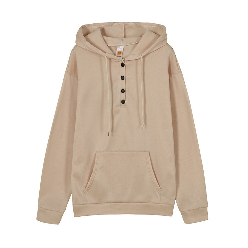 Hooded sweatshirt for women with button details and practical kangaroo pocket Lune London
