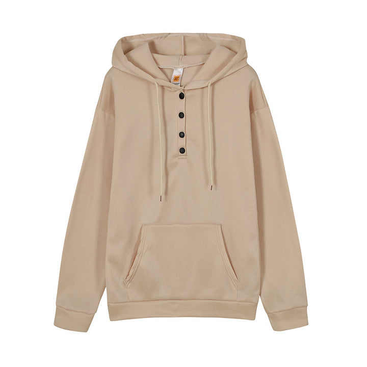 Hooded sweatshirt for women with button details and practical kangaroo pocket Lune London