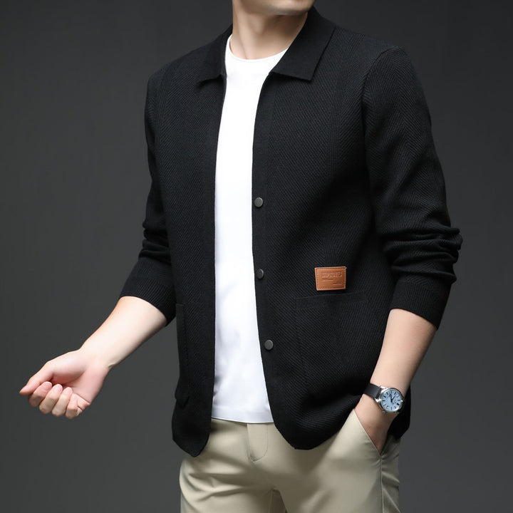Knitted jacket for men with a casual fit and classic collar Lune London