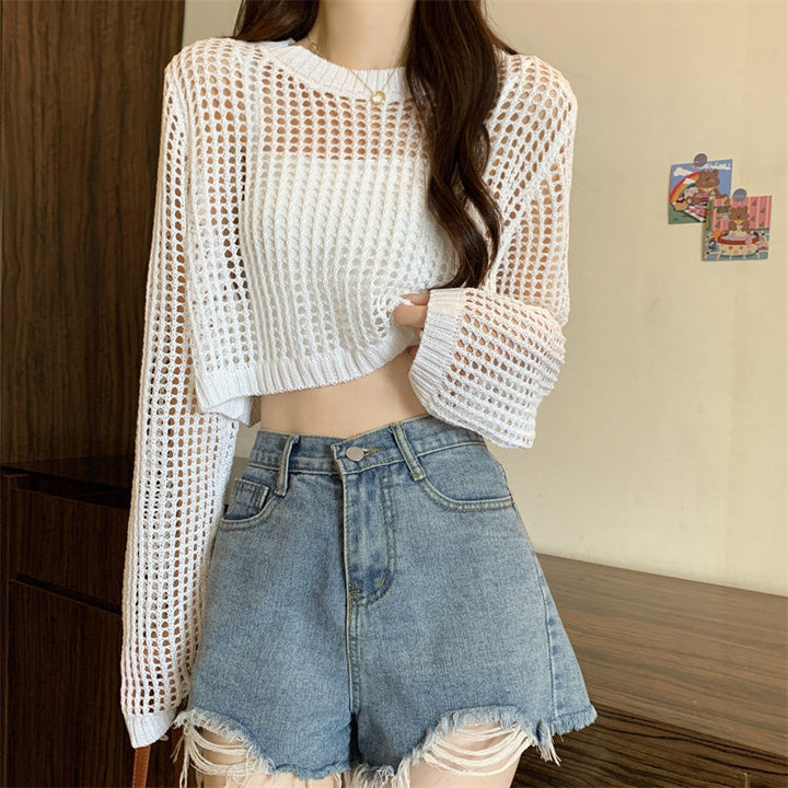 Sweater en maille pour femmes avec un design crop tendance Chic & Stil