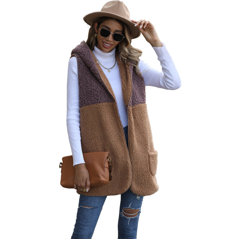 Ladies reversible fleece vest with large pockets Lune London