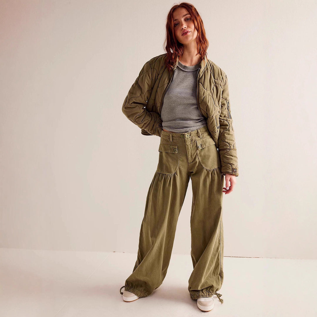 Women's casual cargo jacket with quilted design and practical pockets Lune London