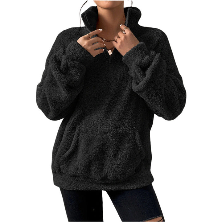 Ladies Soft Sweater and Teddy with half-zip and kangaroo pocket Lune London