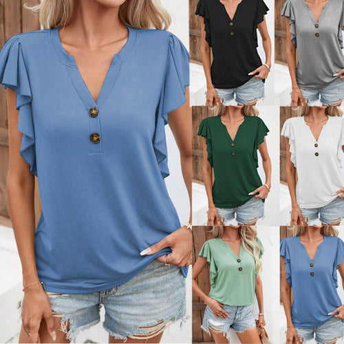 Blouse for women with ruffle details and button closure Lune London