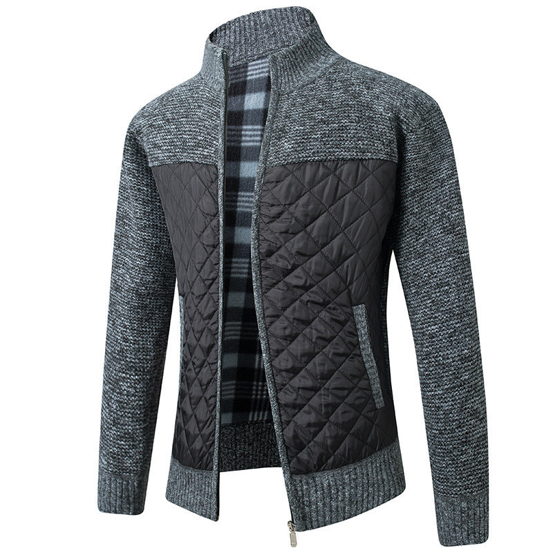 Modern quilted jacket for men with knit top and high collar Lune London