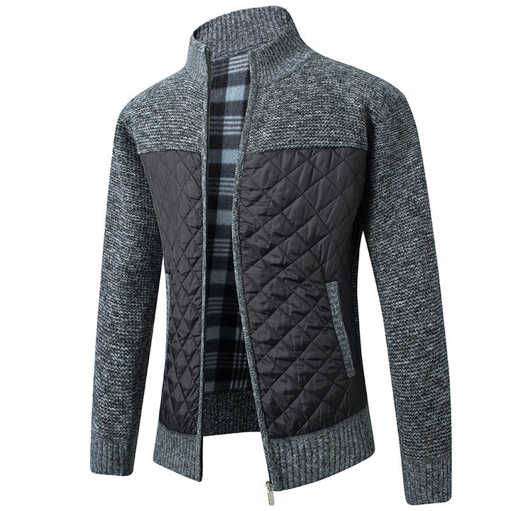 Modern quilted jacket for men with knit top and high collar Lune London