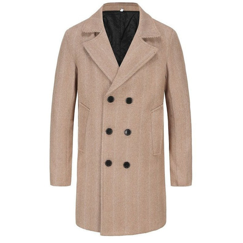 Elegant double-breasted coat for men in high-quality textured material Lune London