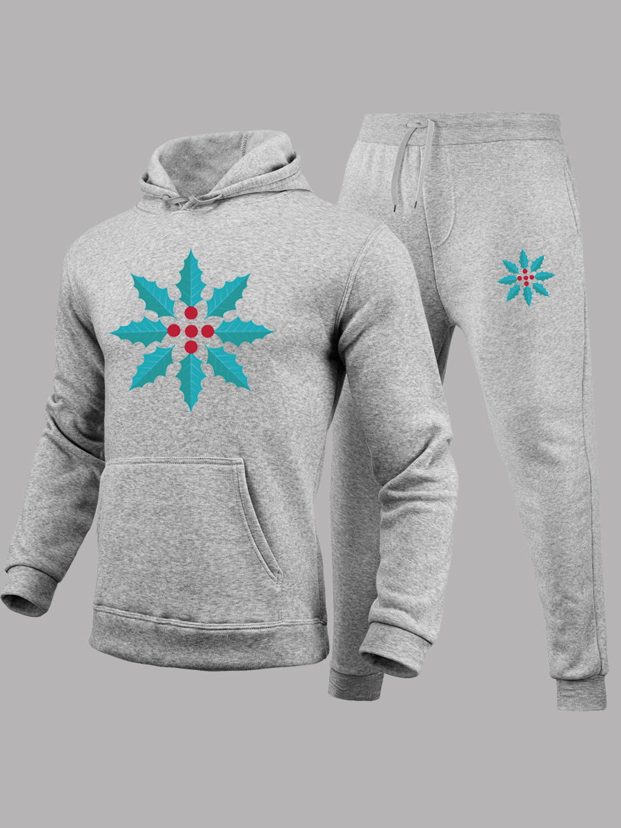Lune London women's hoodie and jogger pants set with winter leaf pattern