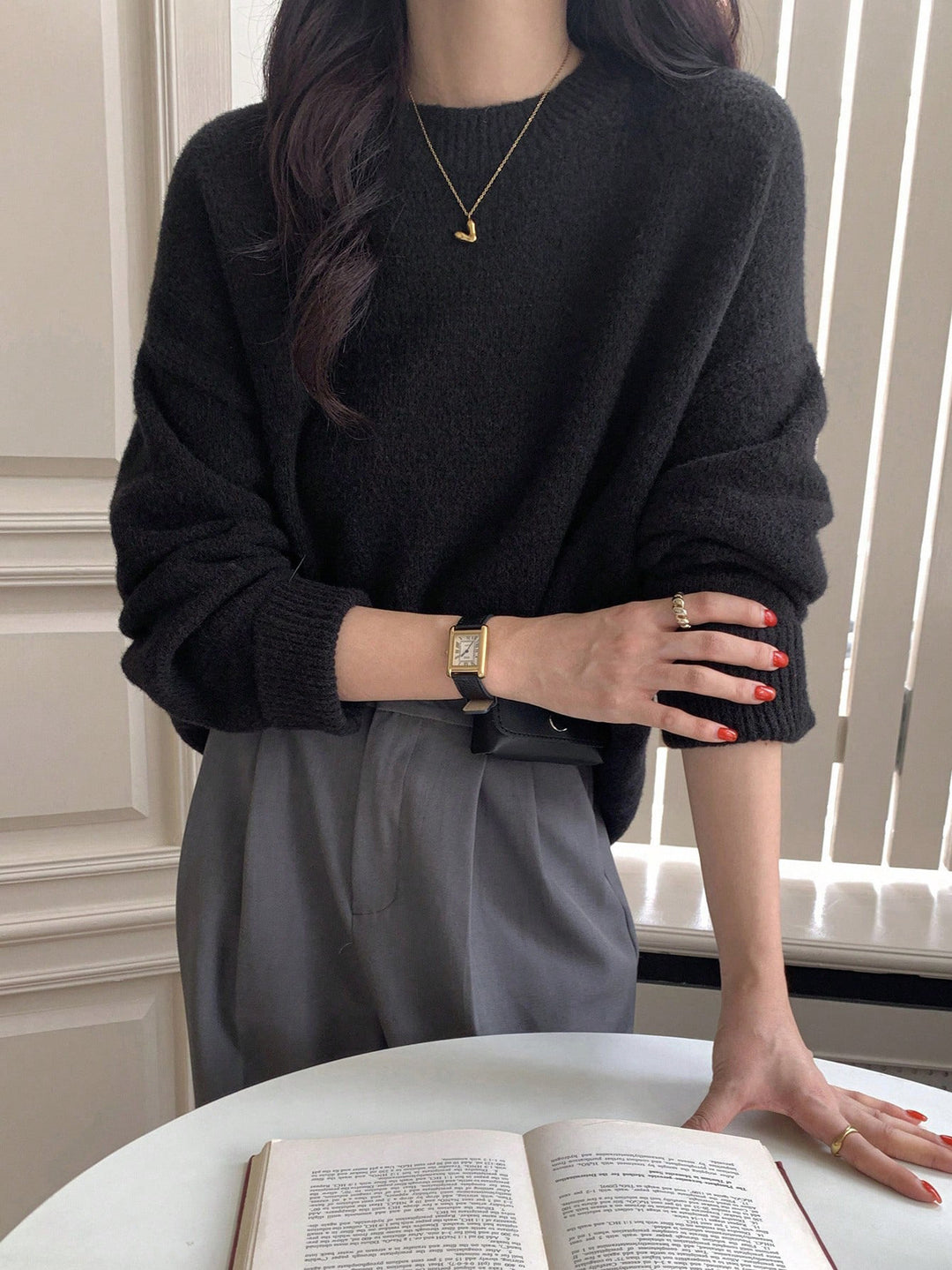 Oversized knit sweater for women with a soft fleece and modern details Lune London