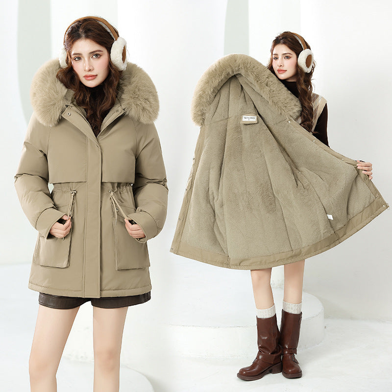 Ladies trendy winter jacket with removable hood and high-quality faux fur Lune London