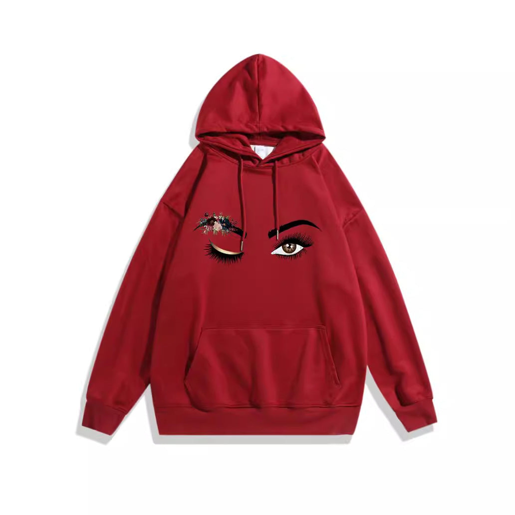 Ladies Hoodie with Creative Eye Motif Chic & Stil